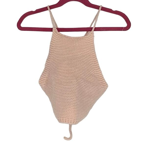 Bardot Junior Size 8-10 Peach Pink Andi Knit Top Halter Neck Tie Back O4-5 - Picture 2 of 10